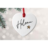 Personalised Christmas Star Heart Decoration