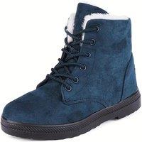 Black Women's Non-Slip Lace-Up Ankle Warm Boots in 5 Colours