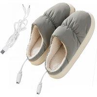 Unisex Grey Thermal-Lined Faux Fur Sherpa Bootie Slippers - Lightweight Indoor Classic Fit