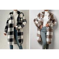 Plaid Teddy Long Sleeved Coat Shacket In 5 Colours And 4 Sizes