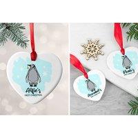 Personalised First Christmas Heart Penguin Ornament!