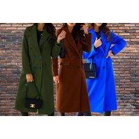 Double Breasted Lapel Button Wool Coat In 4 Sizes 5 Colours