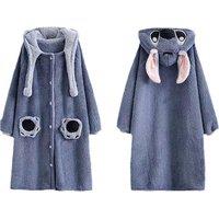 Unisex Blue Lightweight Velvet Plush Cartoon Pyjamas - Breathable Summer Loungewear in 4 Sizes & 2 Colours