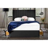 Black Suede Divan Bed And Mattress - Storage Options