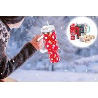 40Oz Christmas Insulated Tumbler With Handle And Straw Lid