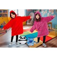 Kids Fluffy 2 In 1 Plush Toy & Hooded Blanket - Green