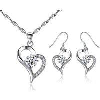 Crystal Heart Shaped Necklace & Earrings