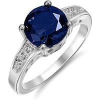 Rhodium Plated Blue Cubic Zirconia Ring