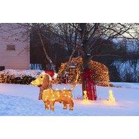 LED Dachshund Christmas Dog Outdoor Statue - Battery-Operated Festive Garden Decor