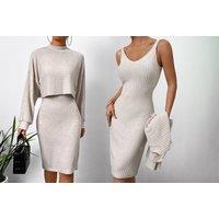 Solid Ribbed Two Piece Set For Women In 4 Sizes