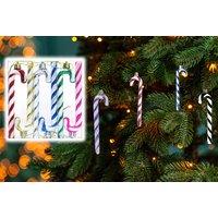 6 Candy Cane Christmas Tree Decorations - 12 Colour Options! - Purple