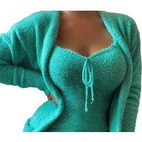 Green Women's Lightweight Fleece Loungewear Set - 3-Piece Summer Lounge & Travel Outfit