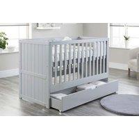 Modern Style Baby Cot Bed With Drawer In Grey Or White