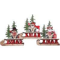 Pack of 3 Wooden Christmas Sled Ornaments - Nordic Festive Hanging Decorations