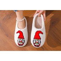 Christmas Gonk Print Fuzzy Slippers
