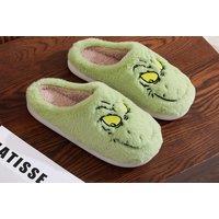 Unisex Black Lightweight Plush Grinch Slippers - Breathable Summer Loungewear