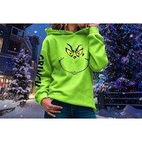 Grinch Themed Long Sleeves Crew Neck Hoodie In 5 Sizes