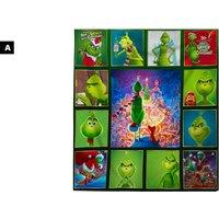 Kids Grinch Christmas Flannel Blanket - Soft Polyester, Unisex, 4 Sizes