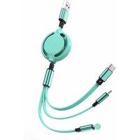 3-In-1 Macaron Charging Cable - Universal Usb Fast Charger For Iphone, Android & Type-C Devices (Tpe, Multi-Colour)
