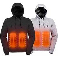 Unisex Black Unisex Heated Hoodie Jacket - Lightweight Thermal, Usb-Powered, Cotton-Blend Outerwear