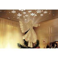 Angel Christmas Tree Topper With Rotating Projector - Silver Or Gold!