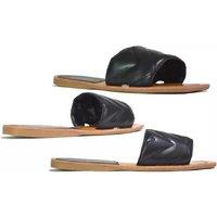 Womens Flat Wide Fit Slide Sandals - Brown