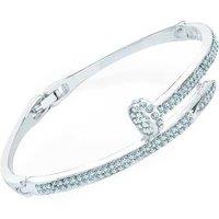 Exquisite Silver Crystal Nail Design Hinge Bangle