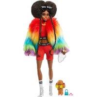 Barbie Extra Doll In Furry Rainbow Coat