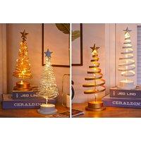 Christmas Tree Table Centerpiece Iron Night Lamp In 4 Styles - White