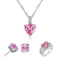 Heart Pink Zircon Crystals Tri Set
