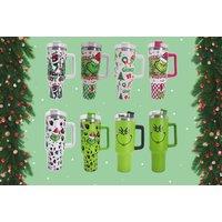 40Oz Christmas Grinch Inspired Tumbler With Handle In 7 Designs