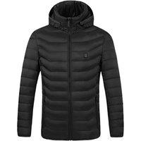 Unisex Black USB Heated Waterproof Parka Jacket - Thermal-Lined, Longline, Hooded, 100% Polyester, 3 Colours, 8 Sizes