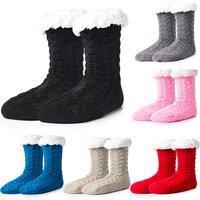 Black Women's Acrylic Winter Slipper Socks - 7 Colours, Cosy Indoor Crew