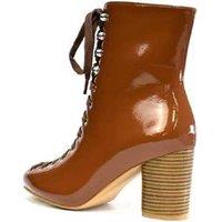 Black Women's Faux Leather Chunky Lace-Up Ankle Boots - Casual Block Heel, Side Zipper