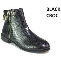 Unisex Black Women'S Faux Fur Lined Water-Resistant Ankle Boots - Zip Up, Casual Winter Footwear