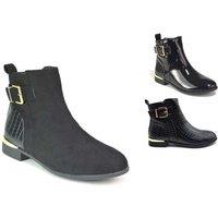 Womens Gold Buckle Decoration Boots