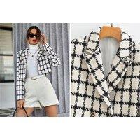 Black & White Plaid Cropped Blazer - 3 Sizes!