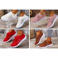 Lightweight Knitted Lace Up Shoes For Women In 7 Sizes And 8 Colours