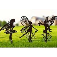 Charming Metal Fairy Garden Statue Decor