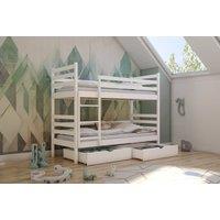 Nemo Solid Wood Bunk Bed with Storage Drawers - Space-Saving Nursery Cot Bed (White/Grey)
