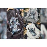 Cartoon Stitch Print Loose Sweatshirt In 3 Colours And 4 Sizes