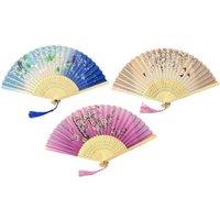 Stylish 3-Piece Folding Bamboo Hand Fans