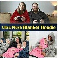 Unisex Black Oversized Breathable Hoodie Blanket - Plush Unisex Summer Loungewear