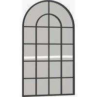 Black Arched Metal Wall Mirror - Contemporary Living Room Statement, Easy-Mount, Shatter-Resistant Glass