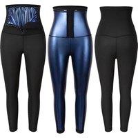 Blue Women's High-Waisted Sweat Sauna Shaping Shorts or Leggings - Tummy & Thigh Control, Nylon/Spandex, Breathable, Invisible Under Clothes