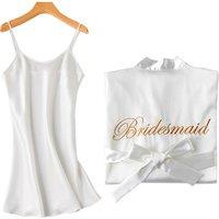 Unisex Black Lightweight Faux Silk Bridal & Bridesmaids Summer Robe Set - Versatile Loungewear