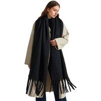 Unisex Blue Thick Chunky Winter Tassel Scarf in 3 Colour Options