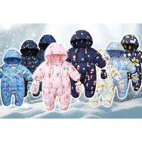 Baby Hooded Romper Snowsuit With Gloves And Booties In 2 Sizes