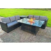 Six-Seater Outdoor Rattan Set With Gas Fire Pit And Table