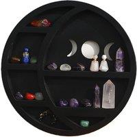 Black Solid Wood Wall Shelf - Modern Display Storage, Arch Or Round, Living Room Furniture
